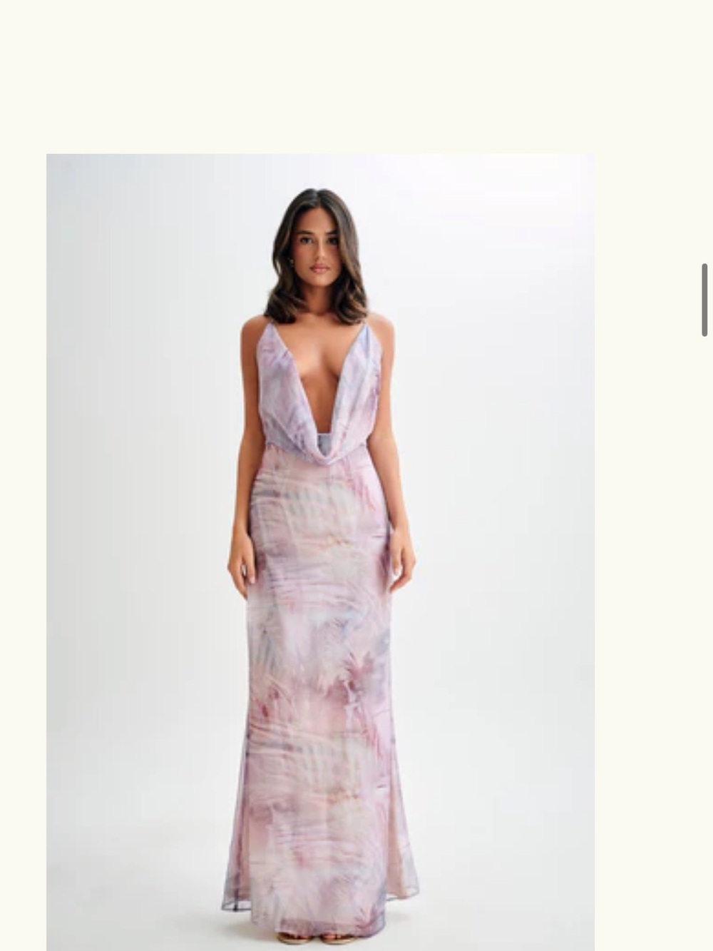 Meshki Plunge Neck Pastel Watercolor Maxi Dress